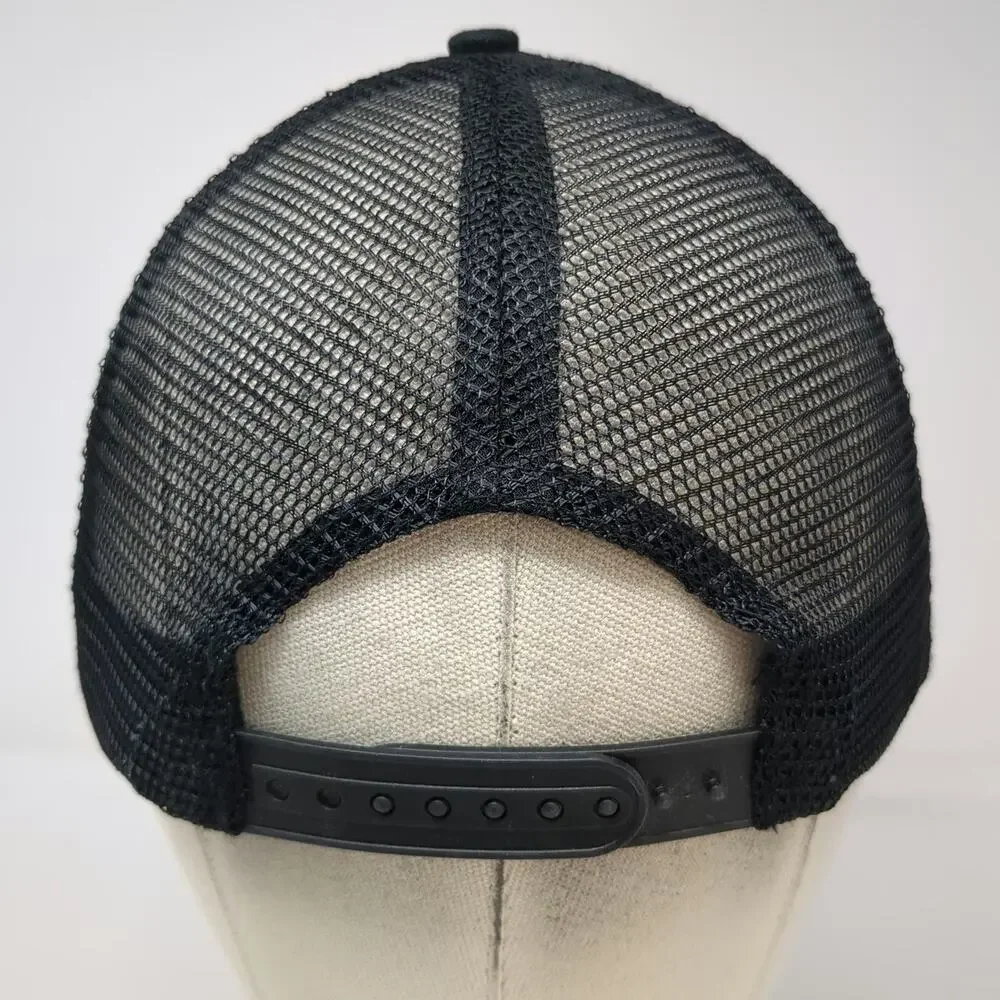 Knoss Performance Trucker Hat Black One Size Snapback 3D Puff Embroidery Mesh